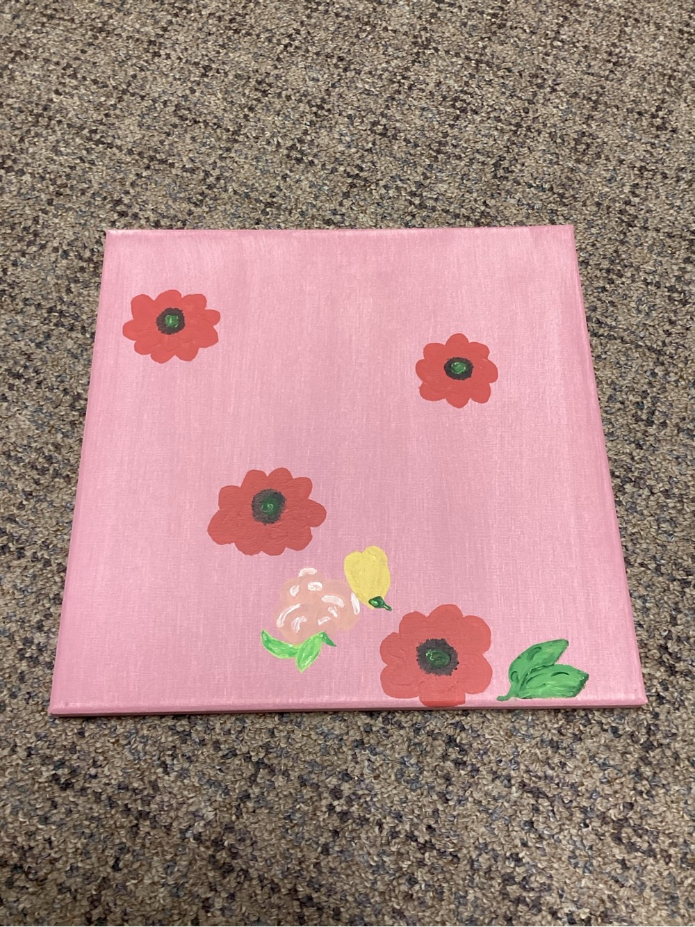 Original Handmade Pink Floral Canvas Art * NEW